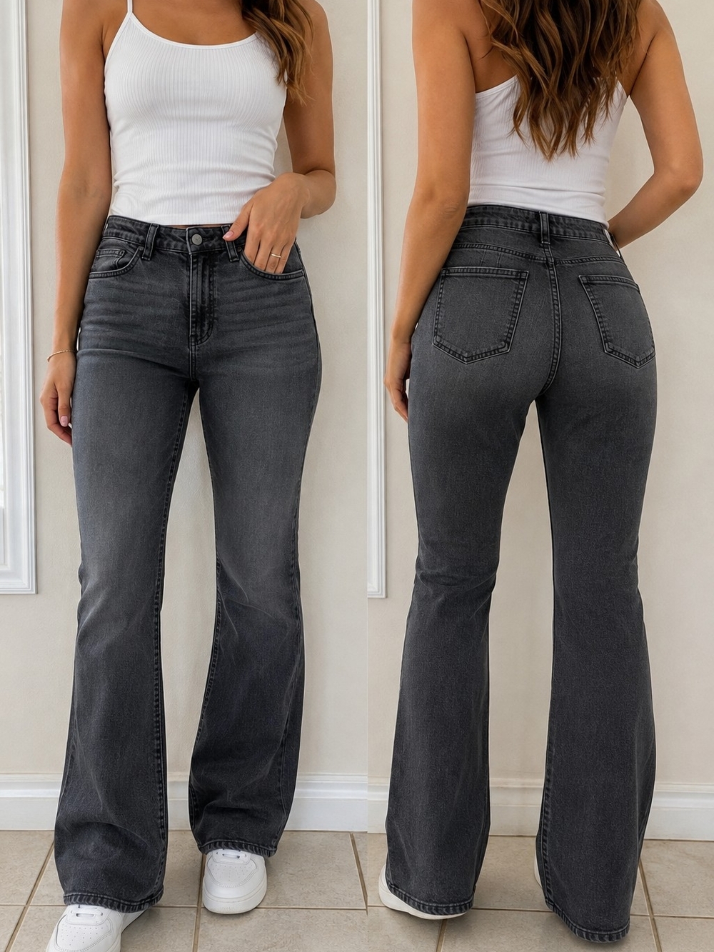 We The Free Free People Gray Wide Leg Jeans Size 30